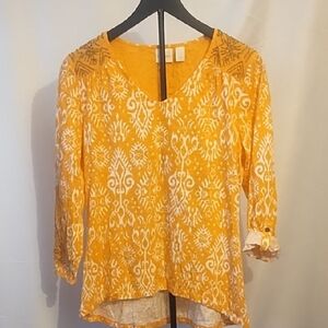 Chicos Peach Printed Scoop-Neck Blouse